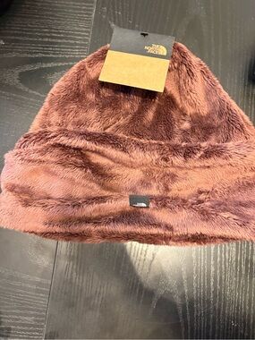 The North Face Women's Plush Faux-Fur Beanie in Dusty Rose